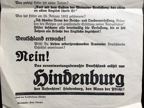 Deutschland Erwache Hindenburg election flyer, Translation if possible