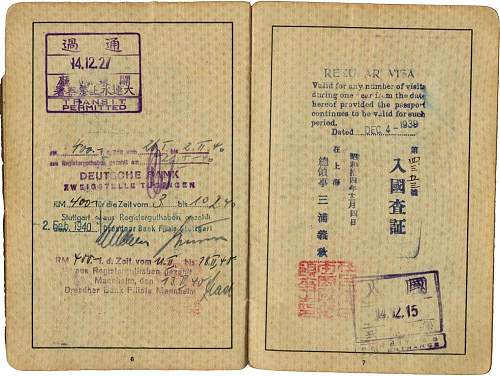 Reisepass 1939- Shanghai, China