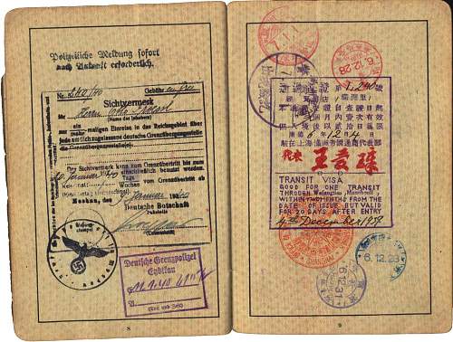 Reisepass 1939- Shanghai, China