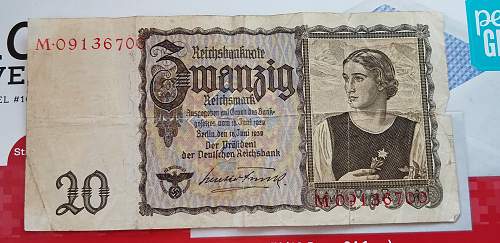 20 Reichsmarks bank note