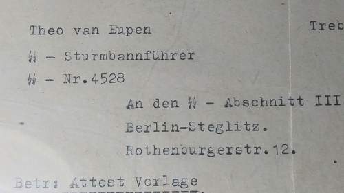 SS Document Treblinka Theo van Eupen?