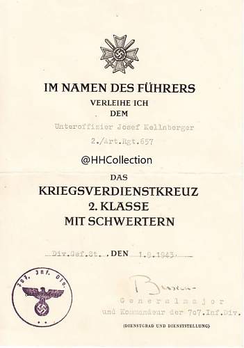 KvK 2. Klasse Mit Schwerten Document 707ID