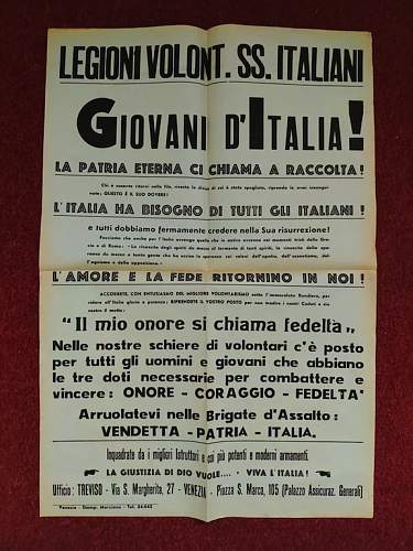 Manifesto for the enlistment of the Italian SS
