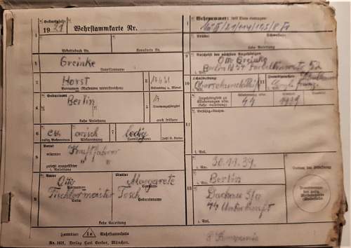 SS Nord Wehrstammbuch, Gesundheitsbuch and other documents for Unterscharführer Horst Greinke