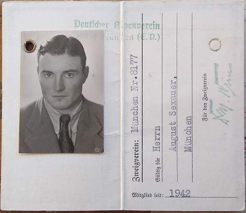 1942 German Alpine Club ID Card