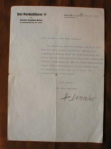 Himmler signed letter