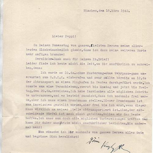 WW2 Era Letter Typed by German Soldier. Dated March 18th 1942.