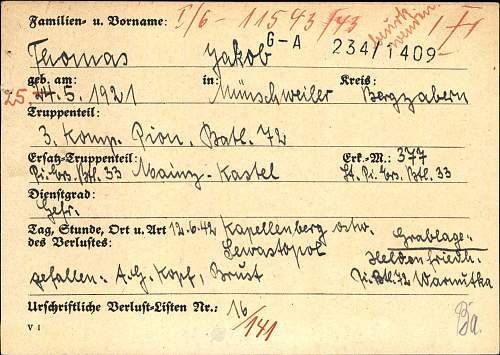 WW2 German Death Card for 2 brothers