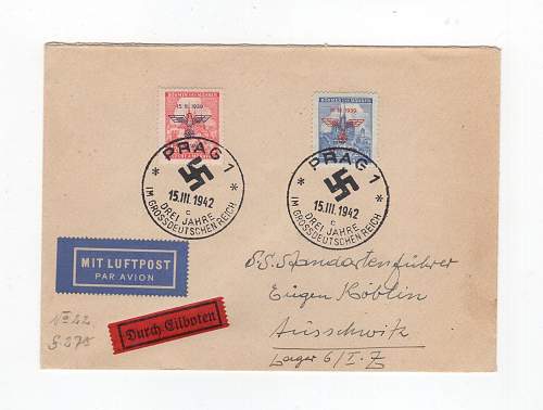 KZ Auschwitz SS standartenfuhrer letter