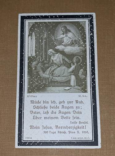 WW2 German Death Card of Martin Strixner.