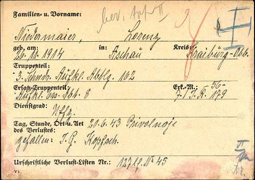 WW2 Era Death Card for 4 Brothers Killed during the war