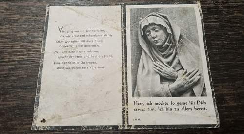 WW2 German Death Card of Hans Trinkl.