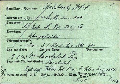 WW2 German Death Card of Hans Trinkl.