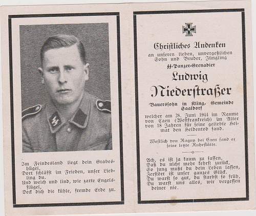 Deathcard 12. SS-Panzer-Division « Hitlerjugend » Normandie