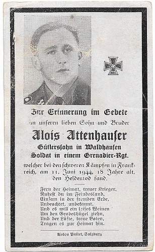 Deathcard 17. SS-Panzer-Division « Hitlerjugend » Normandie