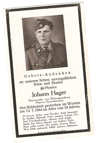 Deathcard 17. SS-Panzer-Division « Hitlerjugend » Normandie