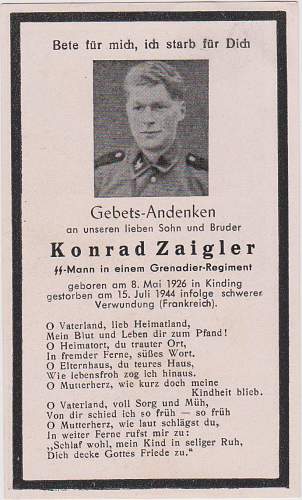 Deathcard 17. SS-Panzer-Division « Hitlerjugend » Normandie