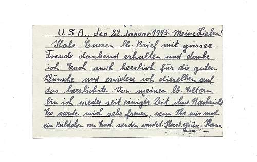 WW2 Era Letter/Postcard Written by German POW who was at Camp Breckinridge, Kentucky 1945.