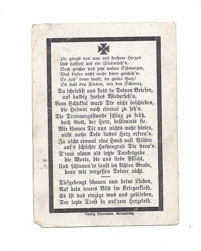 WW2 German Death Card of 17 Y/o Josef Semmelmann (Killed during the Invasion Of Normandy).