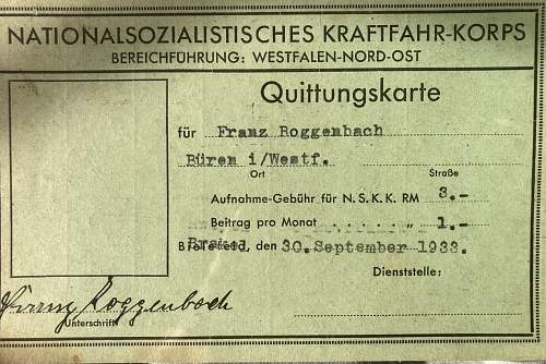 NSKK Quittungskarte - Subscription card