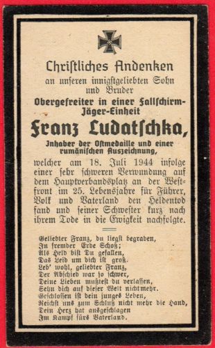 Deathcard Fallschirmjäger Normandie