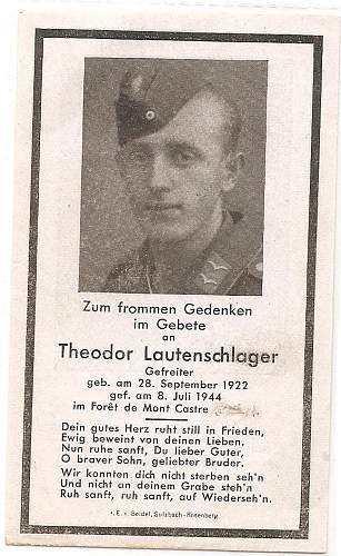 Deathcard Fallschirmjäger Normandie