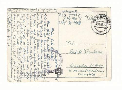 WW2 Era Postcard Written by German Sailor who would later be killed when his U-Boat was sunk.