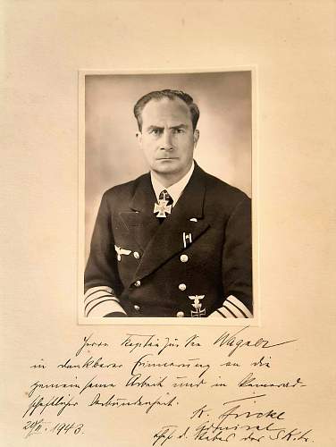 Admiral of the Kriegsmarine Kurt Fricke - Signed portrait photo to Kapitän zur See Gerhard Wagner