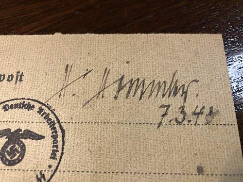 Heinrich Himmler Feldpost &quot;Souvenir&quot; Signature?