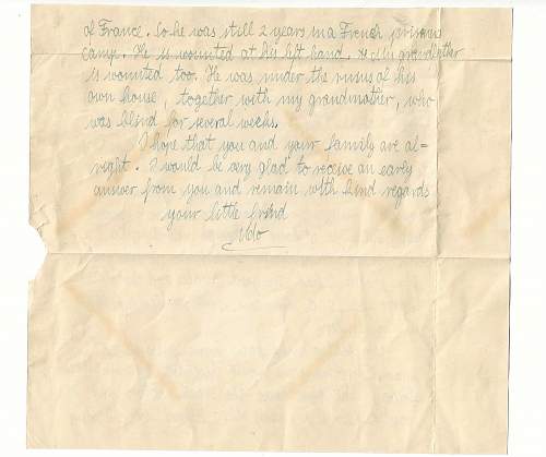 Letter Written by Young German Boy to a Former American G.I. who he had spent time with While in Germany During WW2.