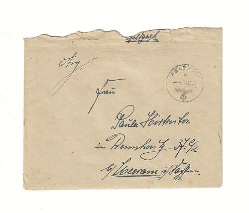 Two WW2 Era German Letters. One written by a German Soldier Less than a Year before he would be Killed in Action. The other written by his wife 6 days before his death.