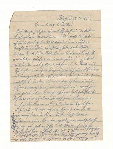 Two WW2 Era German Letters. One written by a German Soldier Less than a Year before he would be Killed in Action. The other written by his wife 6 days before his death.