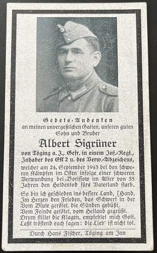 Death Notice Translation Help - Albert Sigrüner