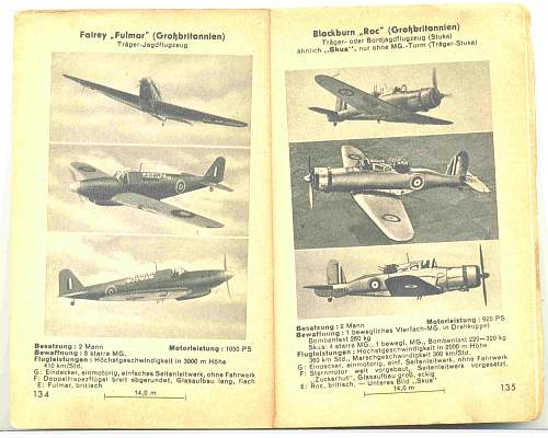 WWII Aircraft Reference Book in German, 1942