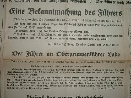 Röhm-Putsch Newspaper Extra from the Morning After