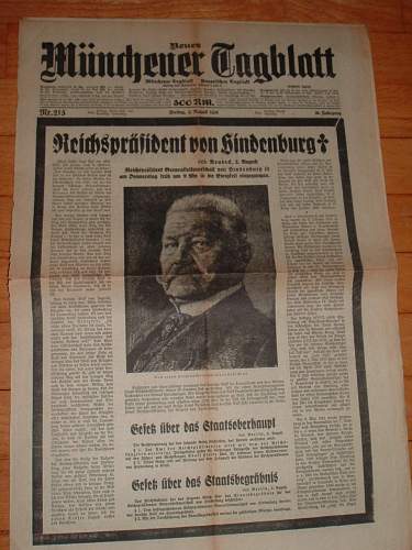 Hindenburg Death Newspaper