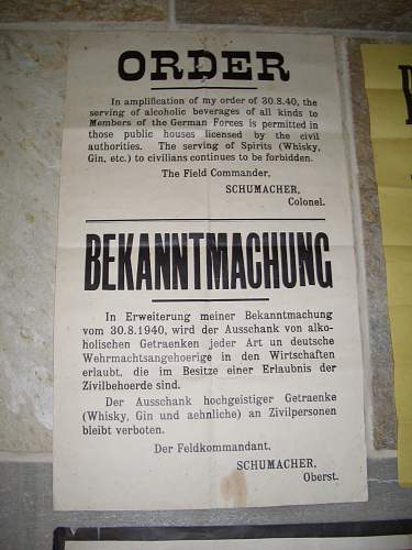 German proclamations/posters from Jersey, Channel Islands.