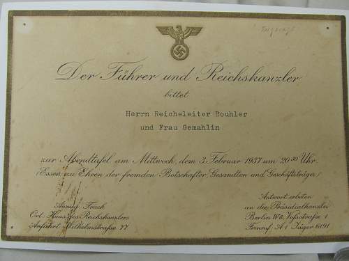 Invitation to visit the Reich Chancellery