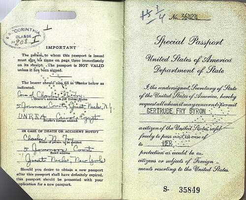 post-war passport - relief in Germany and Europe...