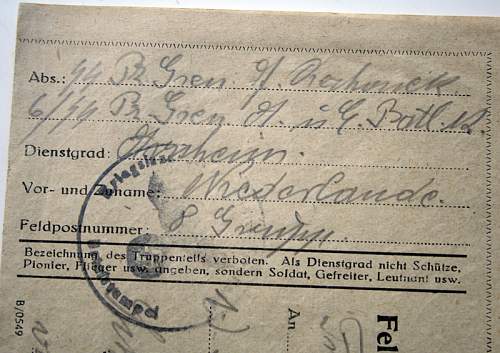 SS Feldpost Letter Arnhem Aug 1944