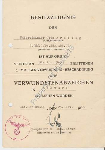 Share your Panzer Related Award Documents (Verleihungsurkunde)