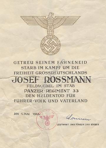 Share your Panzer Related Award Documents (Verleihungsurkunde)