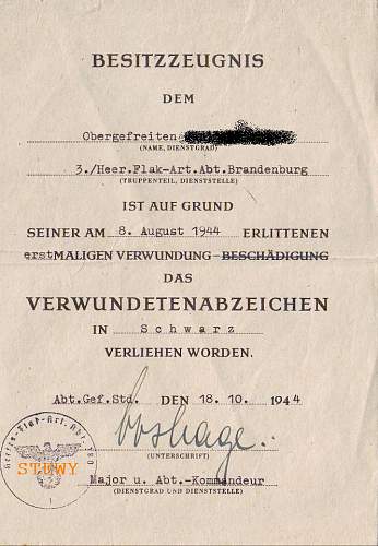 Share your Panzer Related Award Documents (Verleihungsurkunde)