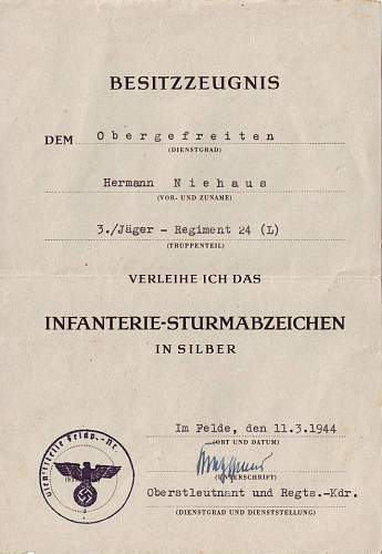 Infanterie sturmabzeichen &amp; CCC grouping