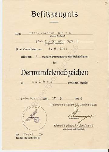 Share your Panzer Related Award Documents (Verleihungsurkunde)