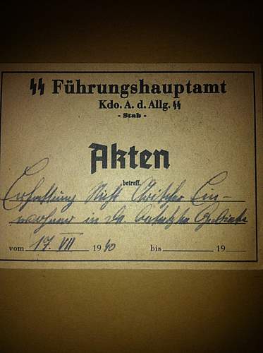 MUST SEE!!SS Main Office &quot;fuhrungshauptamt&quot; folder! value? contant? rarity?