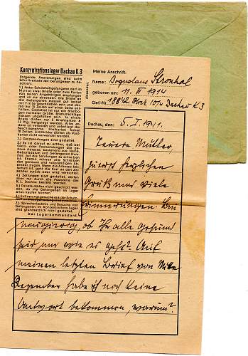 Concentration Camp Letters and Receipt