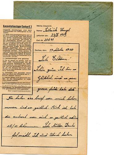 Concentration Camp Letters and Receipt