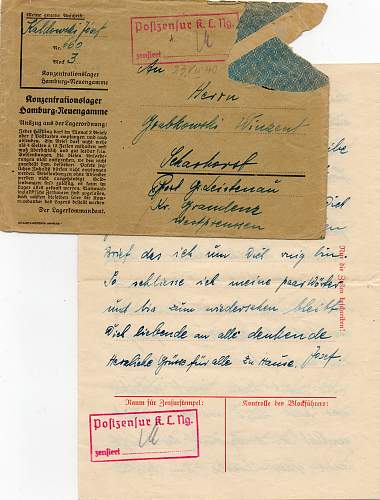 Concentration Camp Letters and Receipt