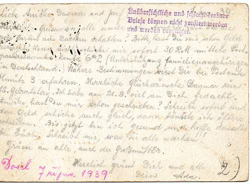 Concentration Camp Letters and Receipt